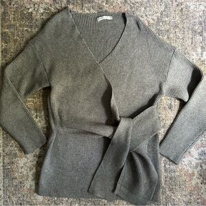 Anthropologie Little Lies Gray Wrap Sweater